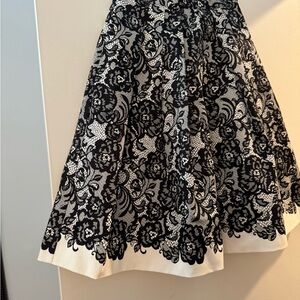 White House Black Market Black Floral Lace A-Line Skirt